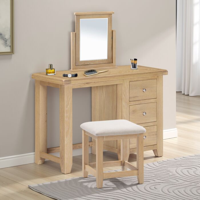 WINDSOR DRESSING TABLE STOOL - NATURAL OAK/OAT FABRIC