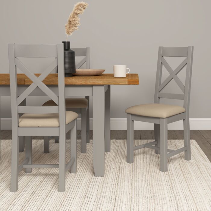 WINDSOR LARGE EXTENDING DINING TABLE - PEBBLE GREY/OAK