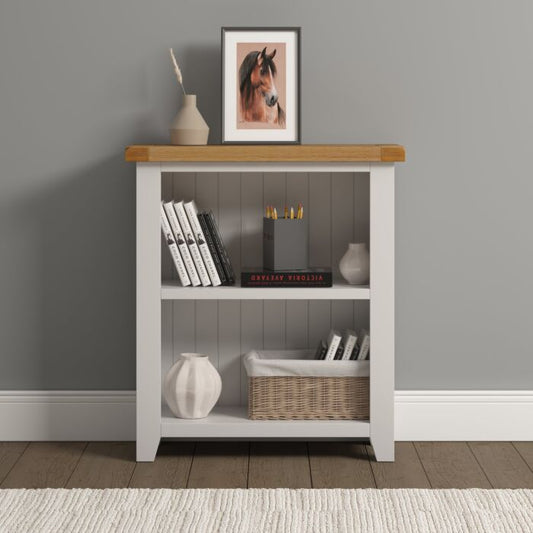 WINDSOR LOW BOOKCASE - IVORY/OAK