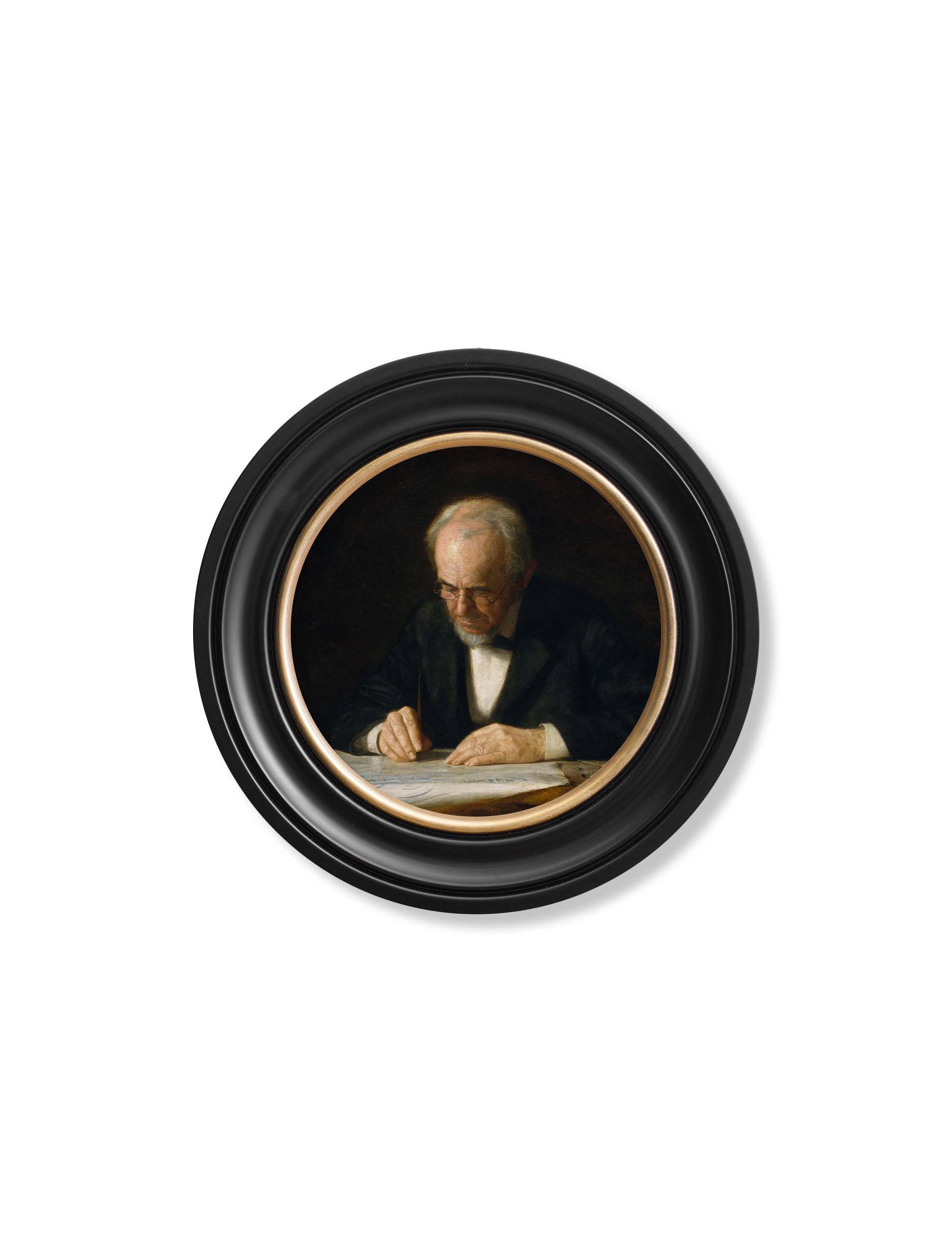 c.1882 The Writing Master - Thomas Eakins - Round Frame - Blythe Living