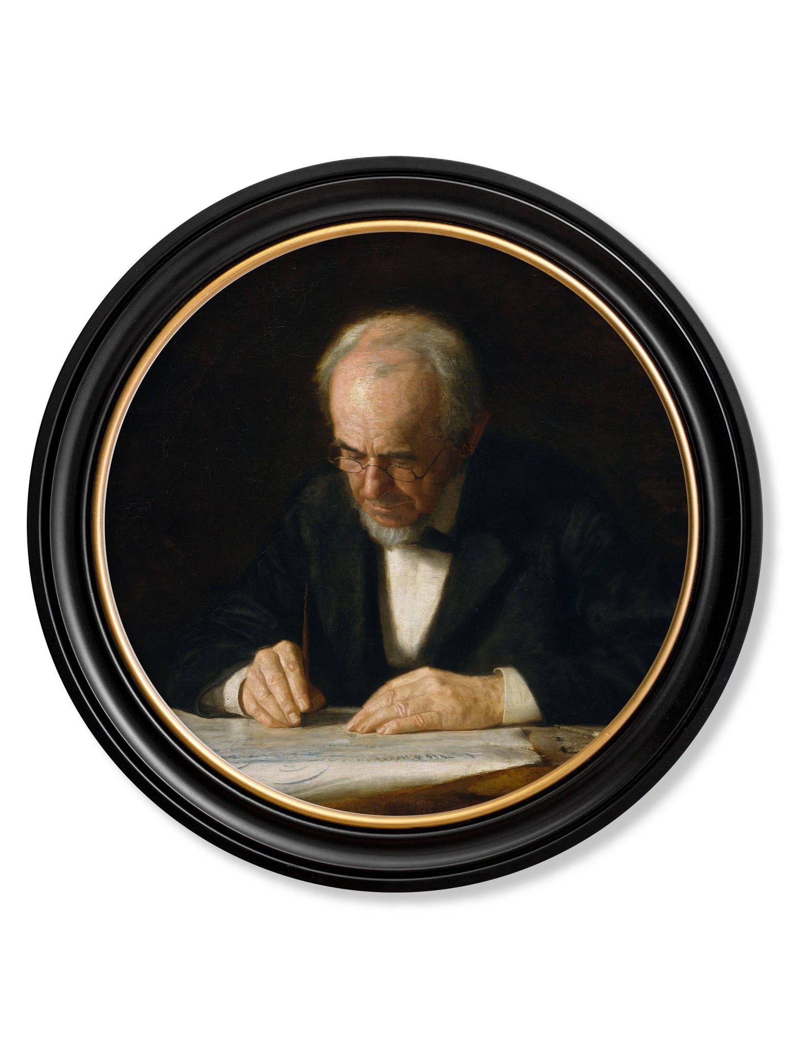 c.1882 The Writing Master - Thomas Eakins - Round Frame - Blythe Living