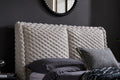 Zuma White Textured Linen Tilly Upholstered Low Profile Platform Bed