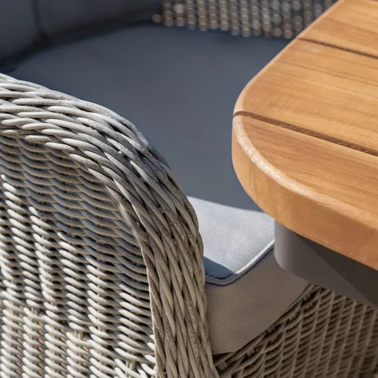Maze - Jakarta Teak Oval Dining Table
with 6 Oxford Hertiage Rattan Dining Chairs - Blythe Living