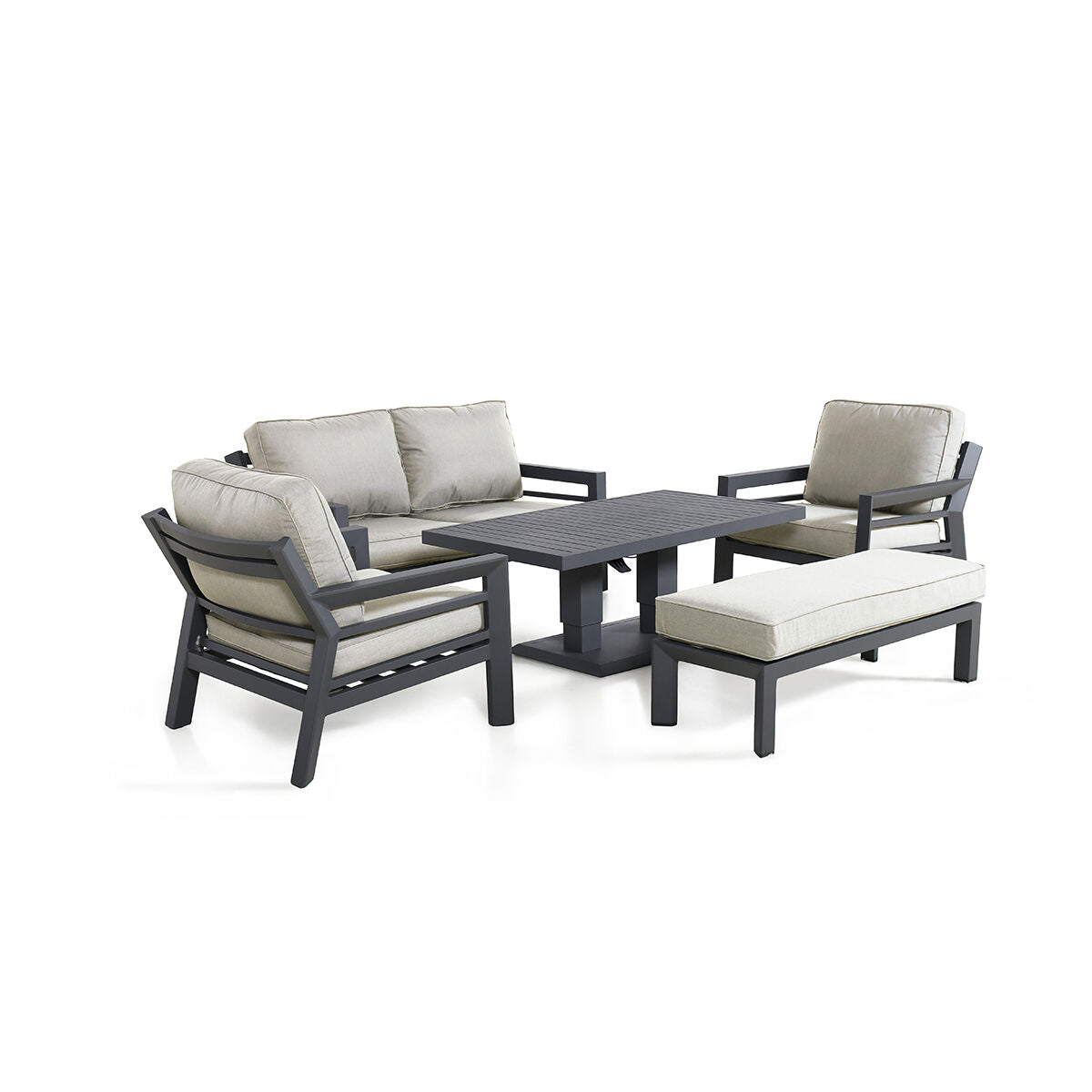 Maze - New York 2 Seat Aluminium Sofa Set with Rising Table - Dove Grey - Blythe Living