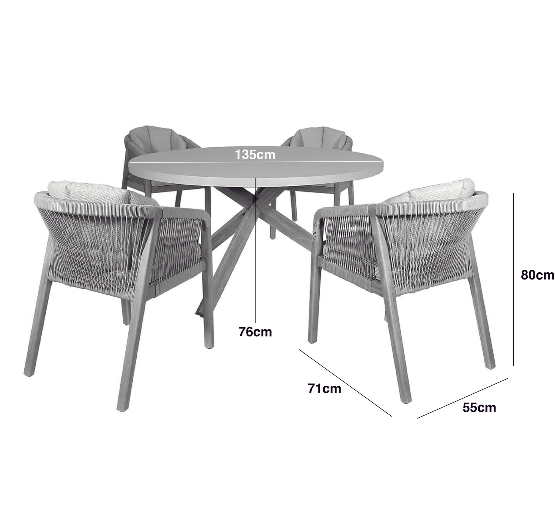 Maze - Martinique Rope Weave 4 Seat Round Dining Set - Blythe Living