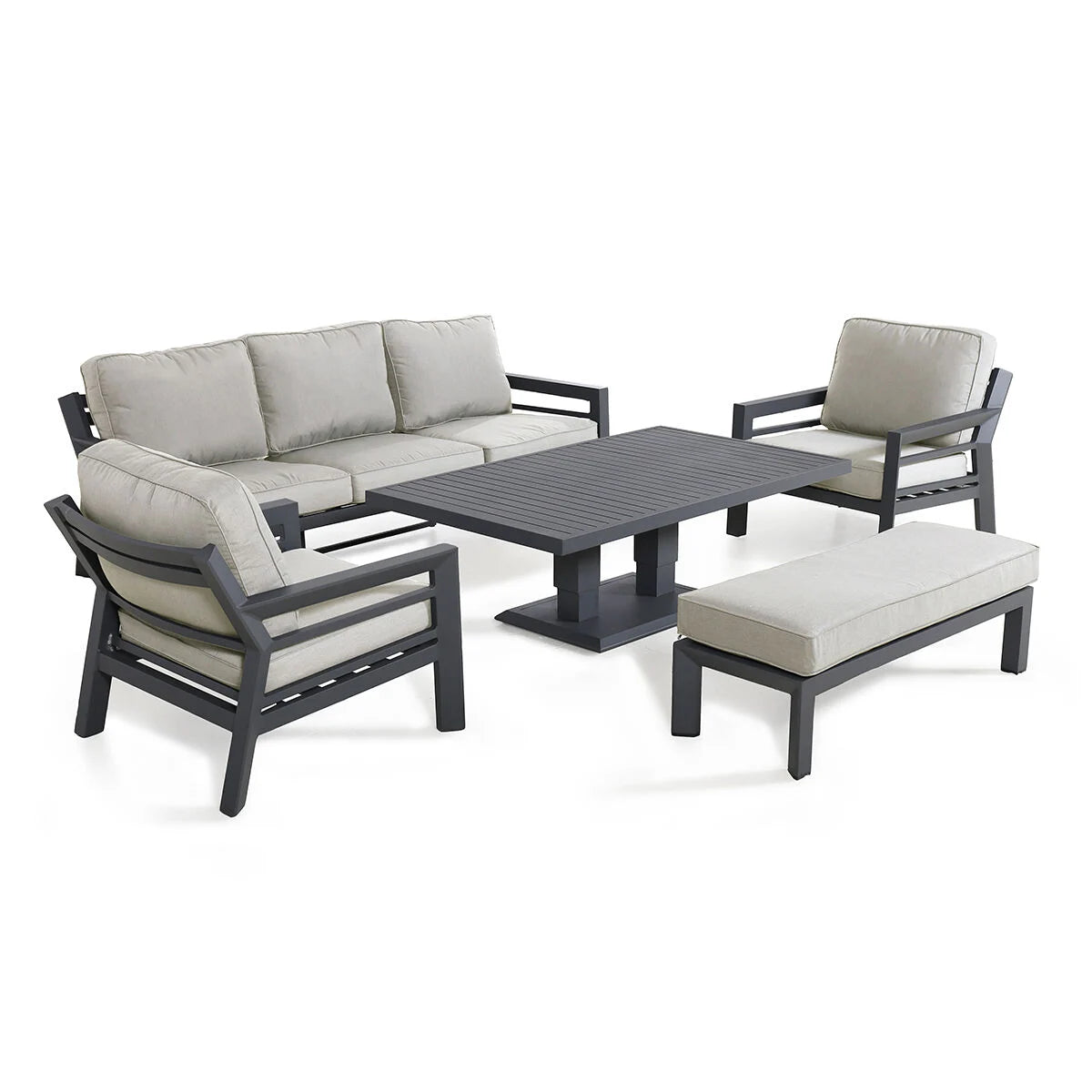 Maze - New York 3 Seat Sofa Aluminium Sofa Set with Rising Table - Dove Grey - Blythe Living