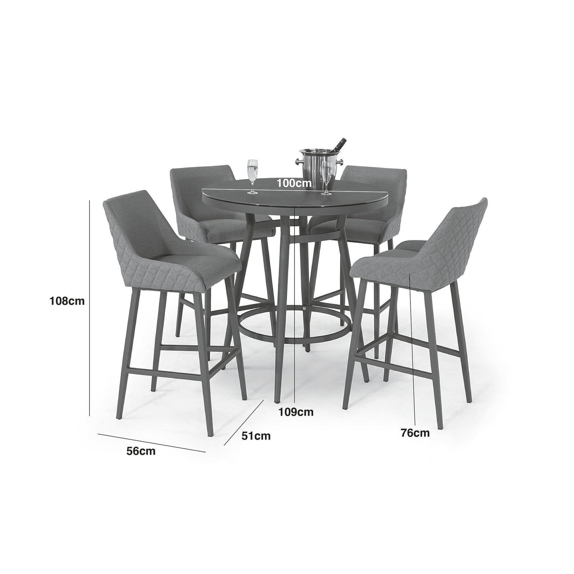 Maze - Outdoor Fabric Regal 4 Seat Round Bar Set - Charcoal - Blythe Living