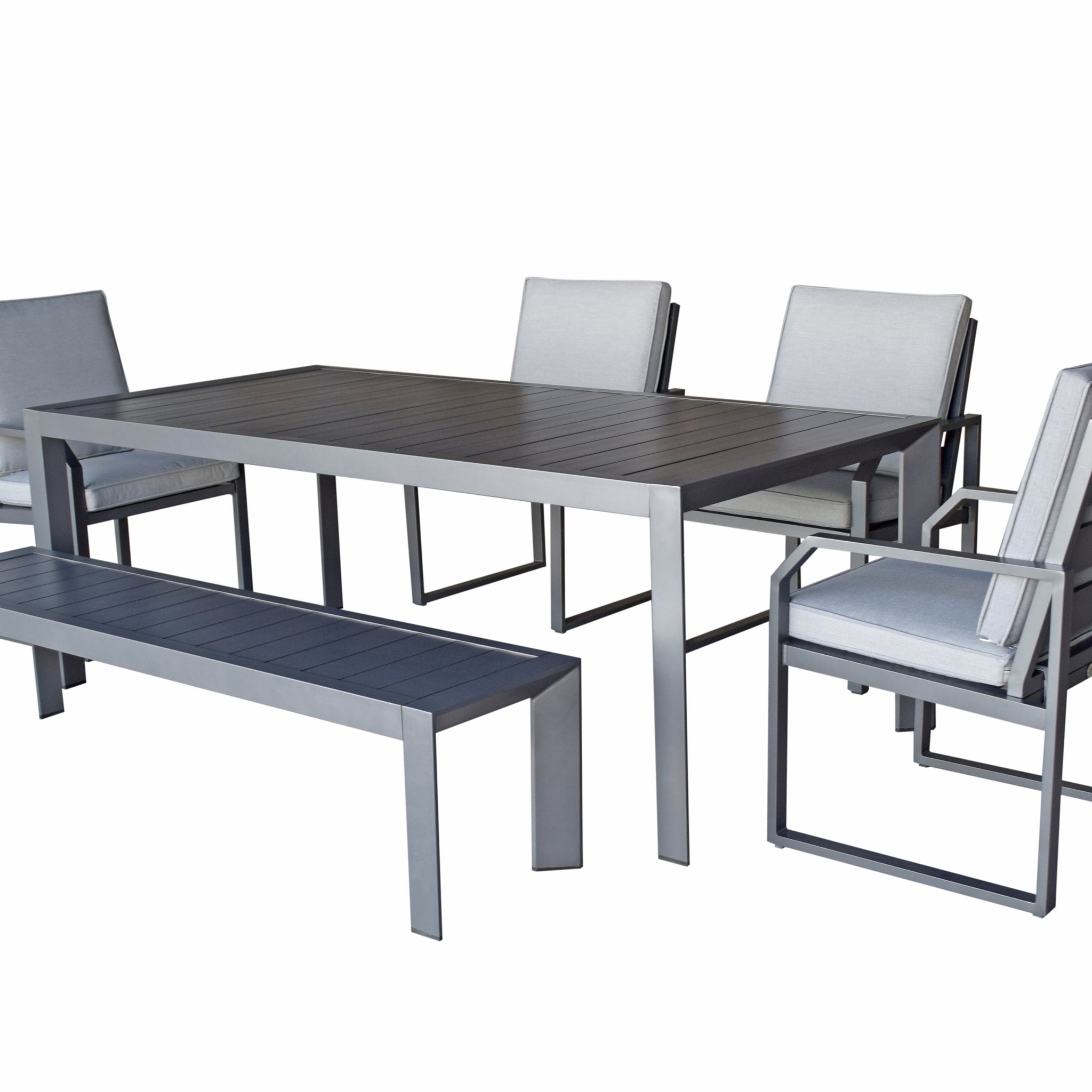 Alarna Dining Set in Grey Powder Coat