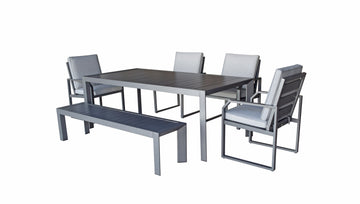 Alarna Dining Set in Grey Powder Coat