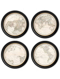 c.1838 World Map Hemispheres in Round Frames - Blythe Living