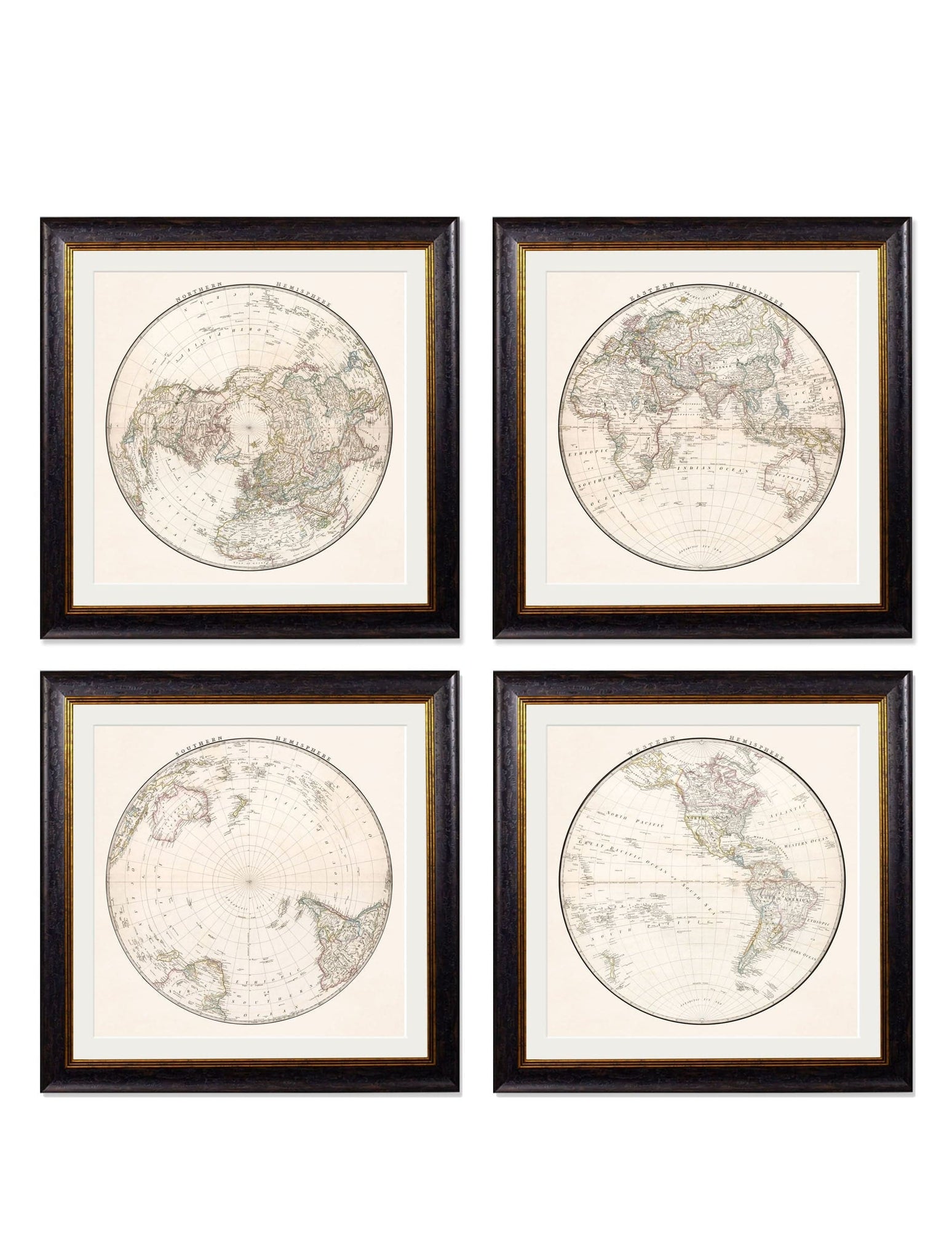 c.1838 World Map Hemispheres - Blythe Living