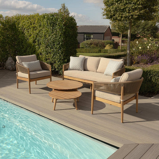 Maze - Porto Rope Weave 2 Seat Sofa Set with Pair of Round Coffee Tables & Armchairs - Blythe Living