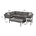 Maze - Outdoor Fabric Pulse Rectangular Corner Dining Set with Rising Table - Charcoal - Blythe Living