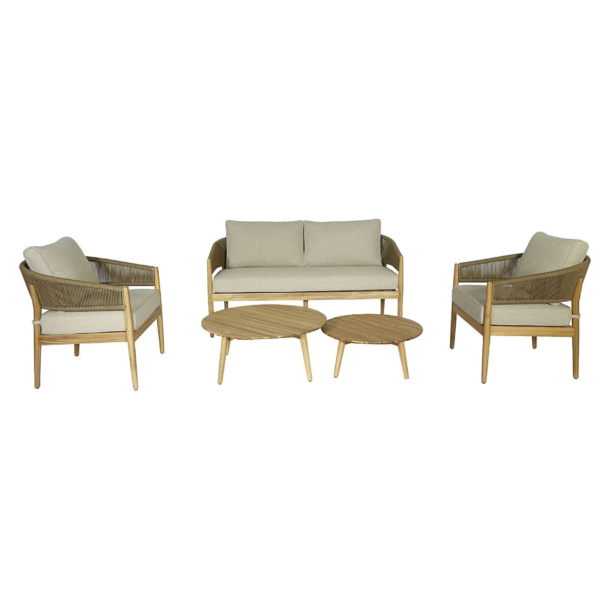 Maze - Porto Rope Weave 2 Seat Sofa Set with Pair of Round Coffee Tables & Armchairs - Blythe Living