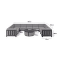 Maze - Outdoor Fabric Ibiza U Shape Sofa Set with Round Coffee Table & 3 Footstools - Oatmeal - Blythe Living