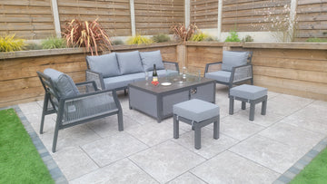 Bettina 3 Seat Sofa + 2 Armchairs & Gas Fire Pit Table