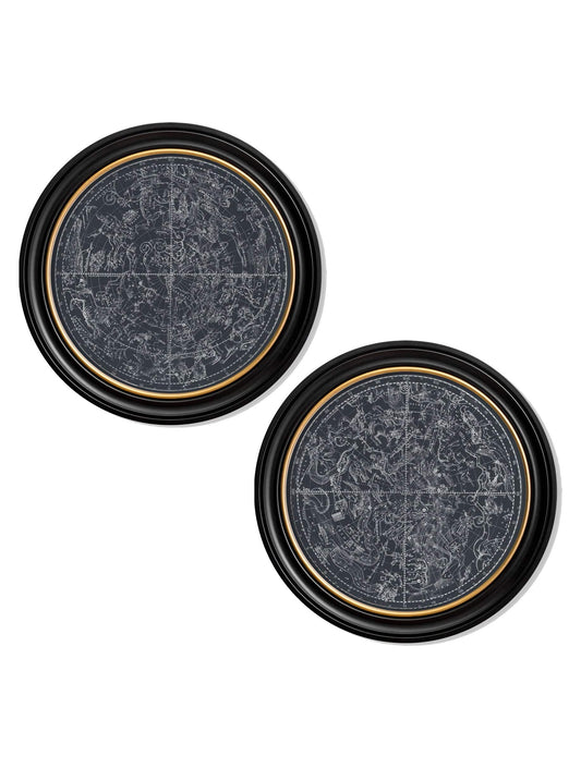 c.1800 Map of the Constellations Vintage Celestial Chart – Framed Round Wall Art