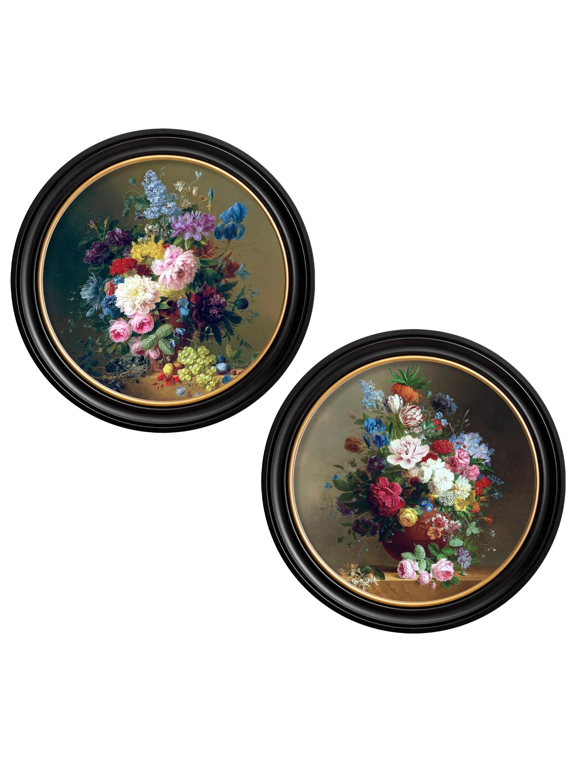 c.1812 Still Life of Flowers Round Framed Print | Blythe Living