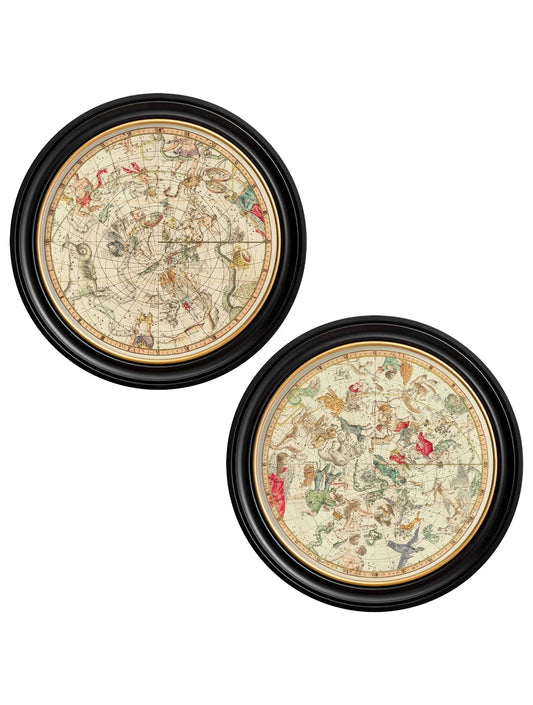 c.1820 Map of Constellations - Round Frame