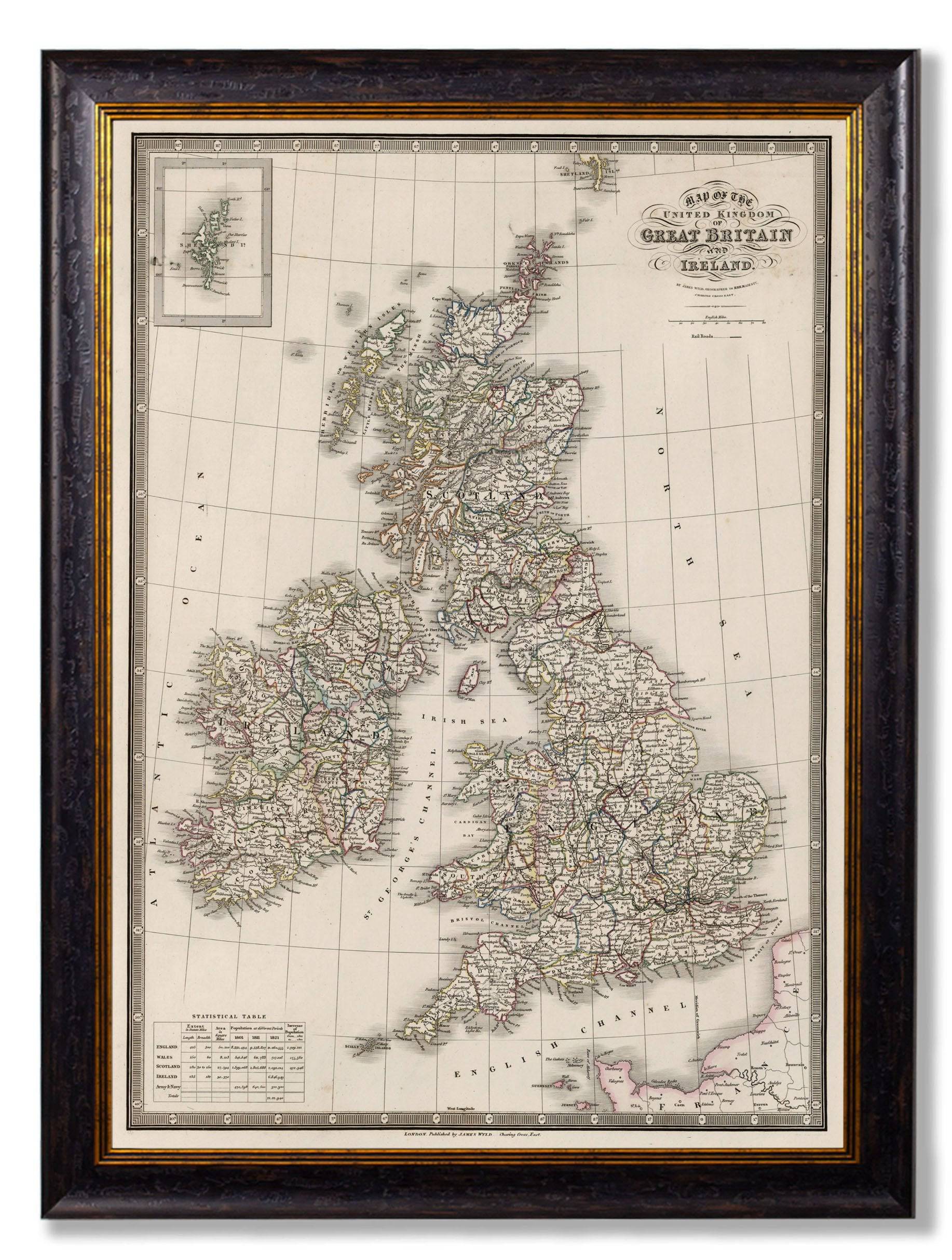 c.1838 Map of The British Isles | Detailed Victorian County Lines Print