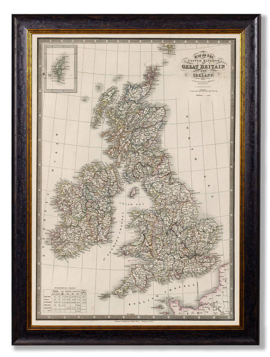 c.1838 Map of The British Isles | Detailed Victorian County Lines Print