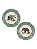c.1846 Elephants in Round Frame Green