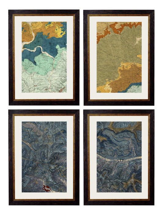 c.1850 British Geology Maps | Collection of 4 Vintage Rock Strata Prints Cumbria Oxford