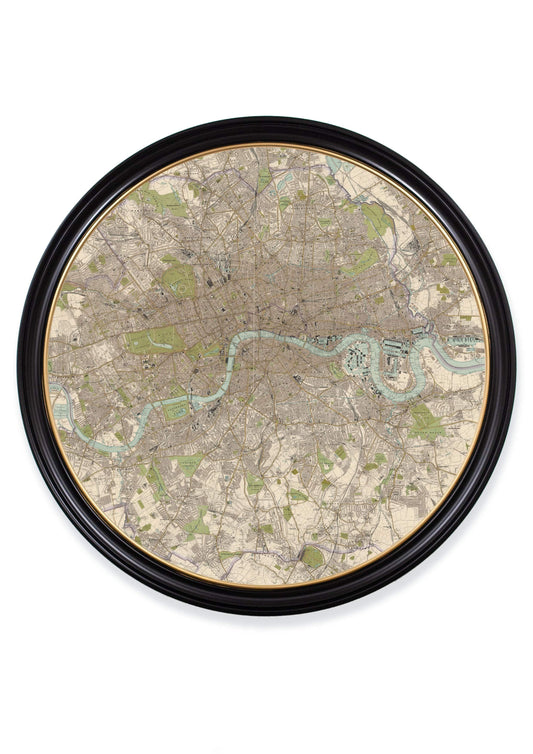 c.1905 Map of London – Vintage City Map in Round Frame