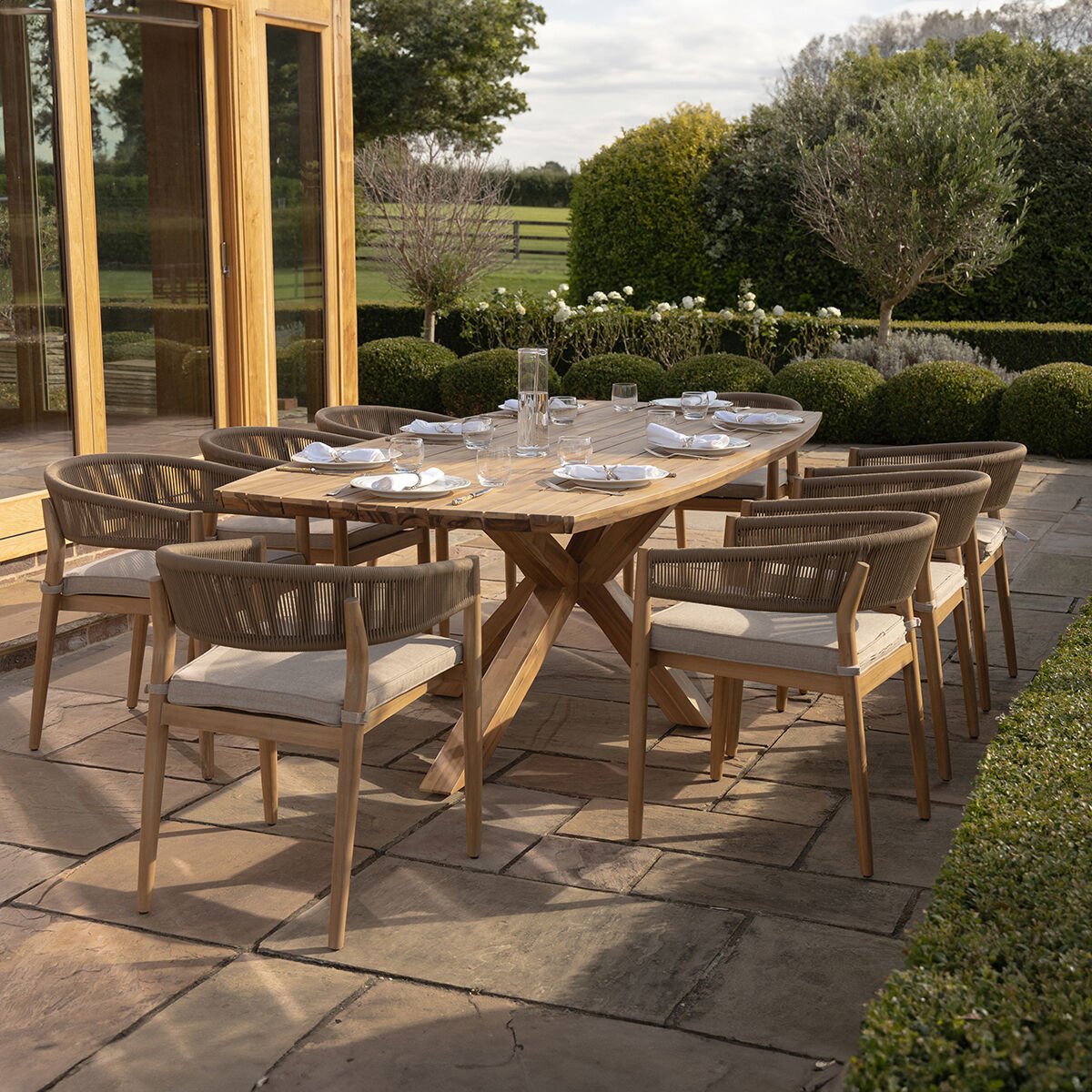 Maze - Porto Rope Weave 8 Seat Rectangular Dining Set - Blythe Living