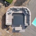 Maze - Outdoor Fabric Pulse U Shape Corner Dining Set with Rising Table - Oatmeal - Blythe Living