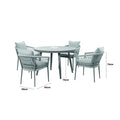 Maze - Monaco Rope Weave 4 Seat Round Dining Set with Lazy Susan - Cool Linen - Blythe Living