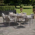 Maze - Monaco Rope Weave 6 Seat Oval Dining Set with Lazy Susan - Cool Linen - Blythe Living