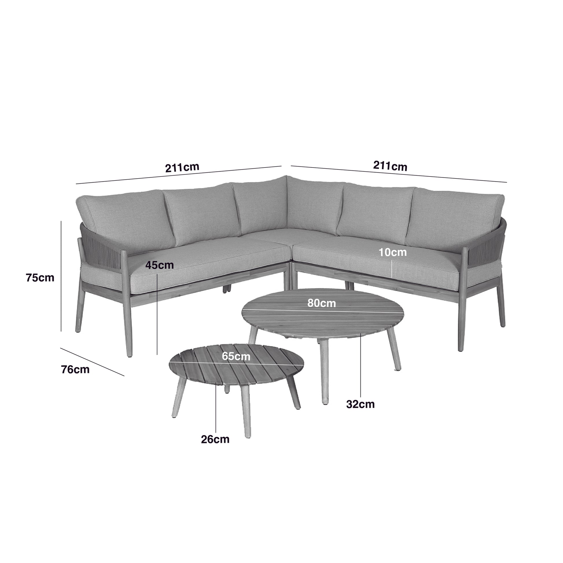 Maze - Porto Rope Weave Corner Sofa Set with Pair of Round Coffee Tables - Blythe Living