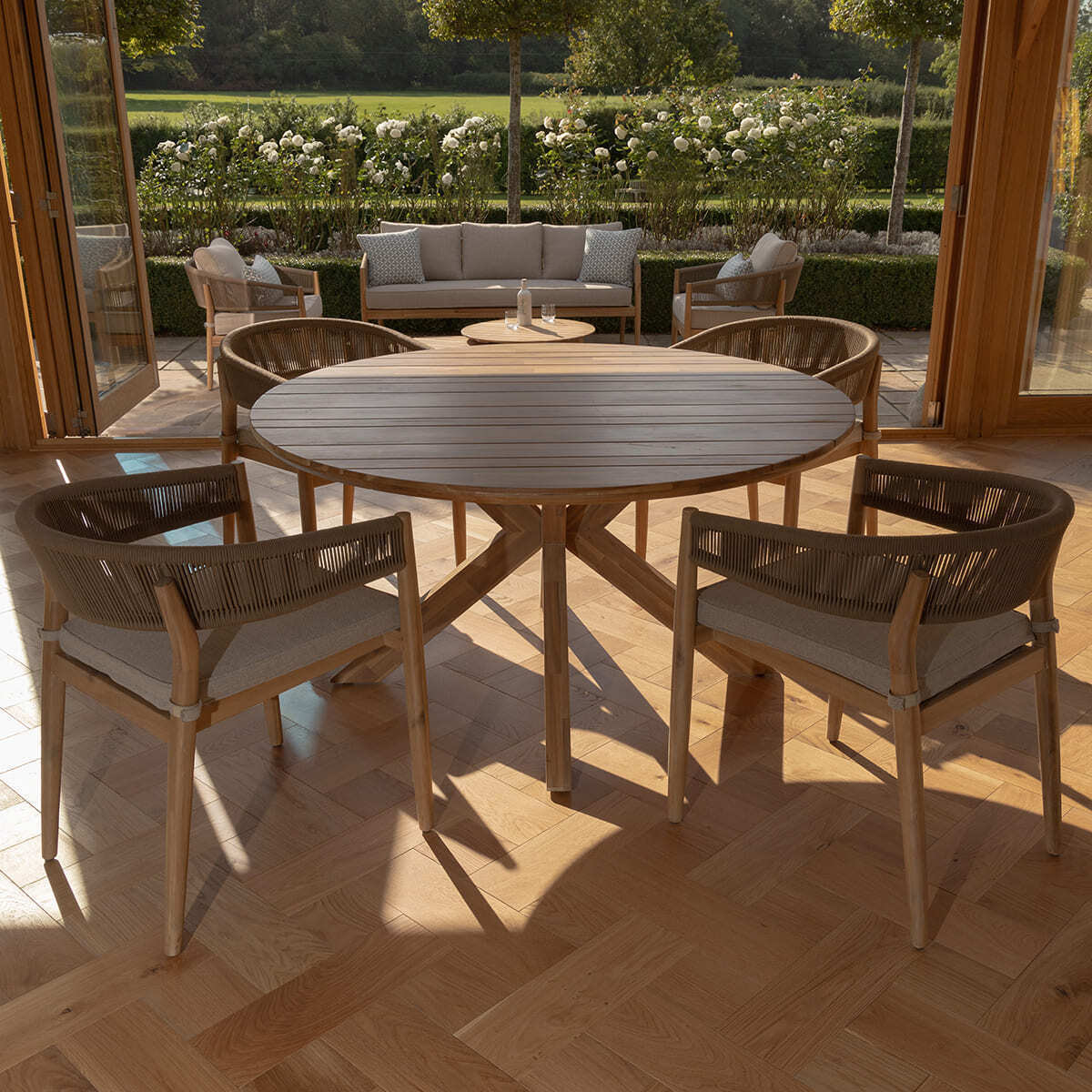 Maze - Porto Rope Weave 4 Seat Round Dining Set - Blythe Living