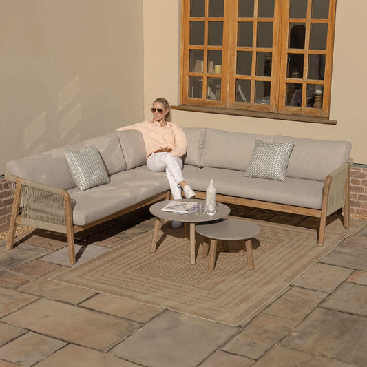 Maze - Martinique Rope Weave Corner Sofa Set with 2 Round Coffee Tables - Blythe Living