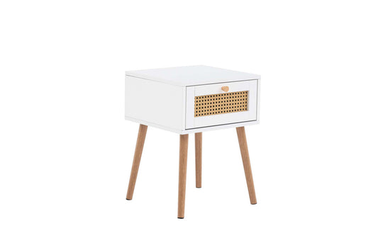 Croxley 1 Drawer Rattan Bedside White