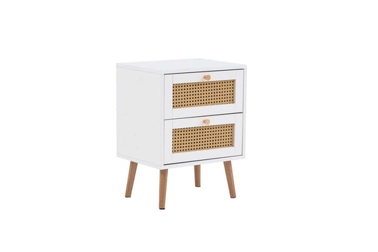 Croxley 2 Drawer Rattan Bedside White