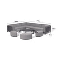 Maze - Outdoor Fabric Ibiza Medium Corner Sofa Set with Round Coffee Table & 3 Footstools - Oatmeal - Blythe Living