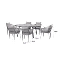 Maze - Monaco Rope Weave 6 Seat Oval Dining Set with Lazy Susan - Cool Linen - Blythe Living
