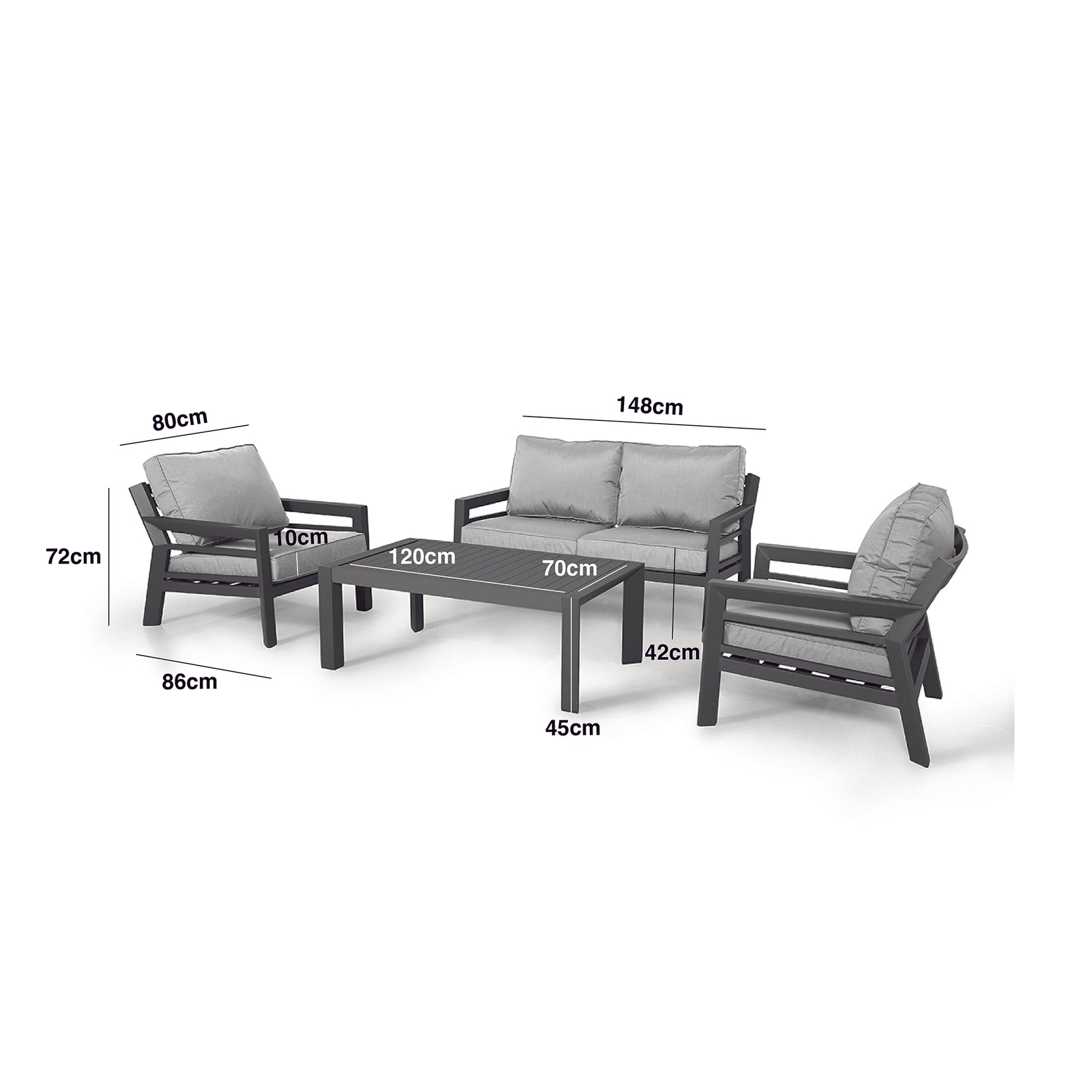 Maze - New York 2 Seat Aluminium Sofa Set - Dove Grey - Blythe Living
