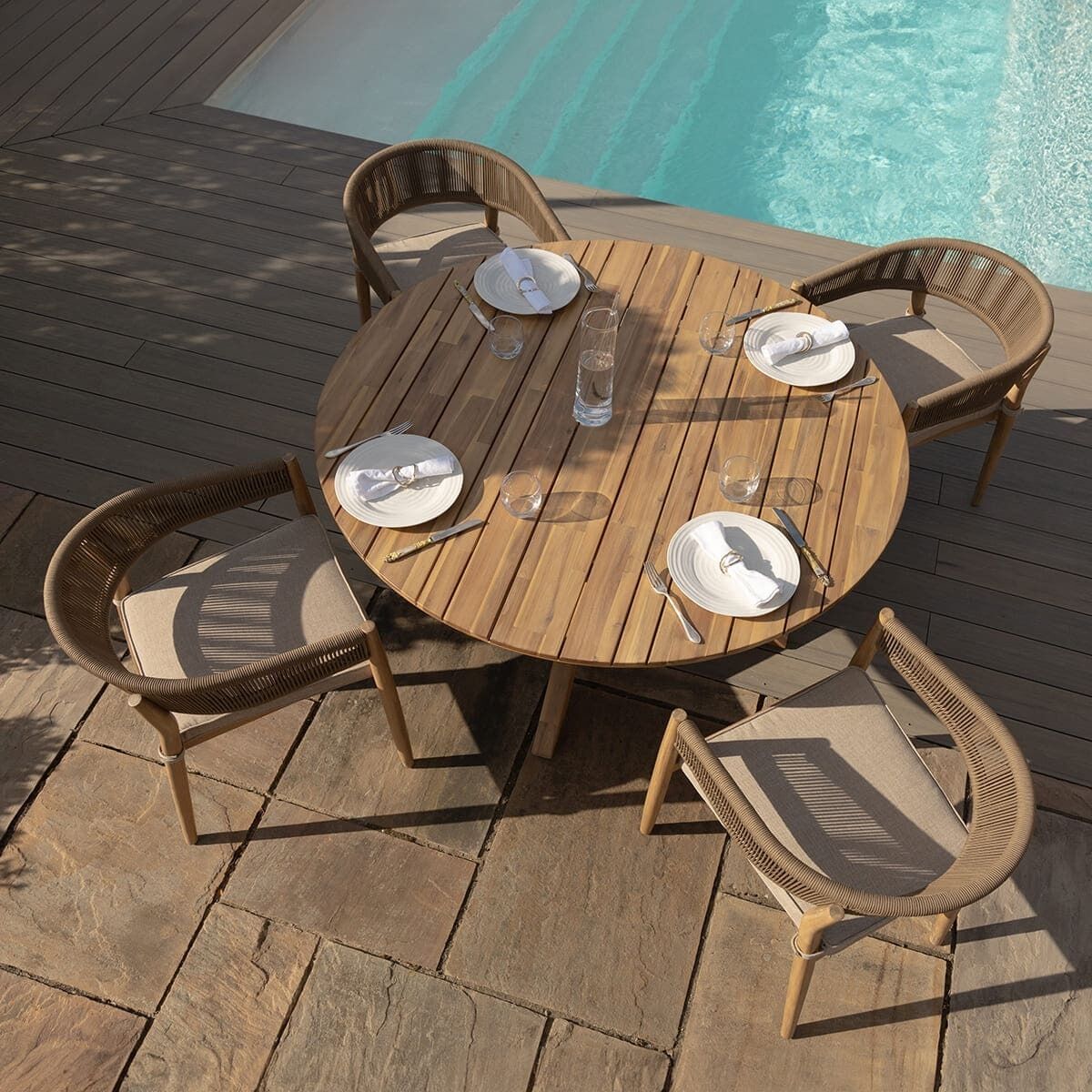 Maze - Porto Rope Weave 4 Seat Round Dining Set - Blythe Living