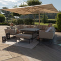 Maze - Outdoor Fabric Pulse U Shape Corner Dining Set with Rising Table - Oatmeal - Blythe Living