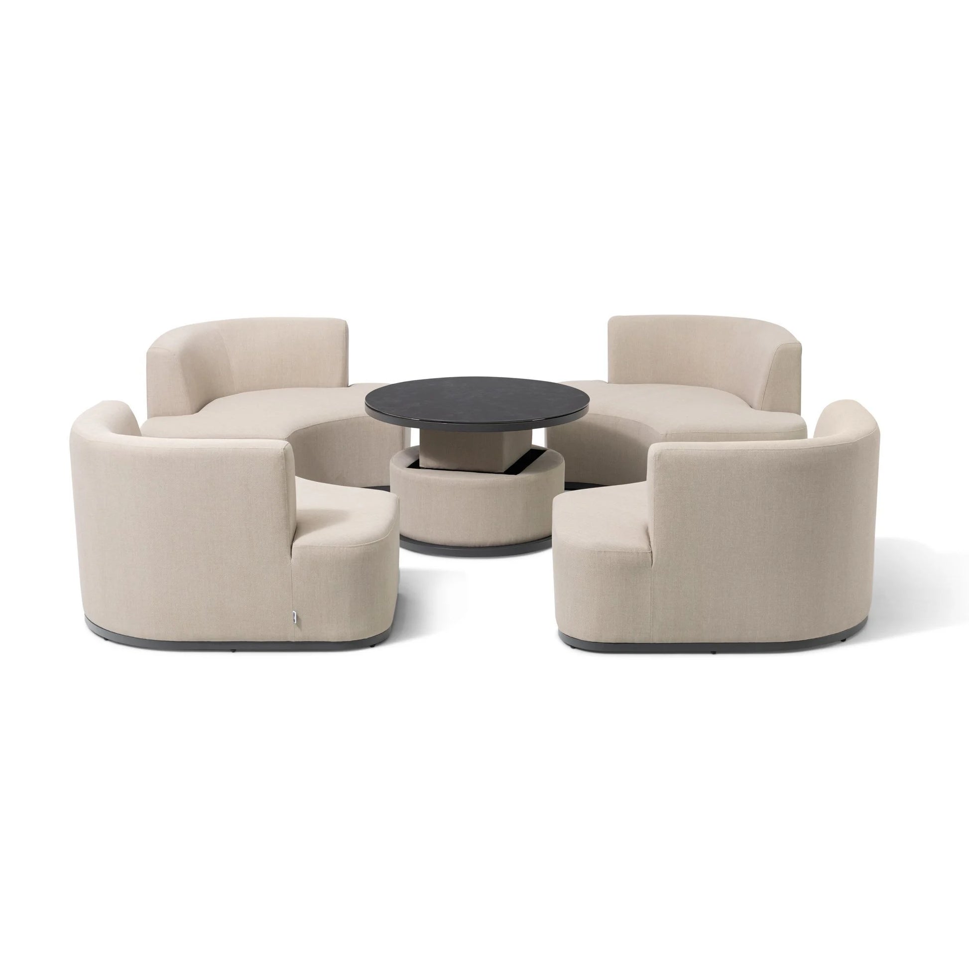 Maze - Outdoor Fabric Snug Lifestyle Suite with Rising Table - Oatmeal - Blythe Living