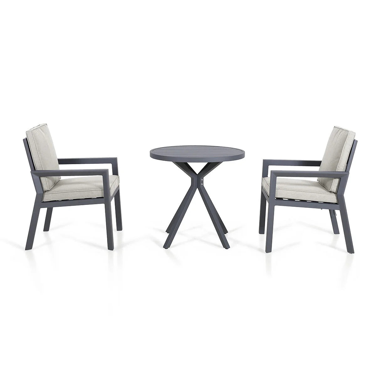 Maze - New York 3 Piece Aluminium Bistro Set - Dove Grey - Blythe Living