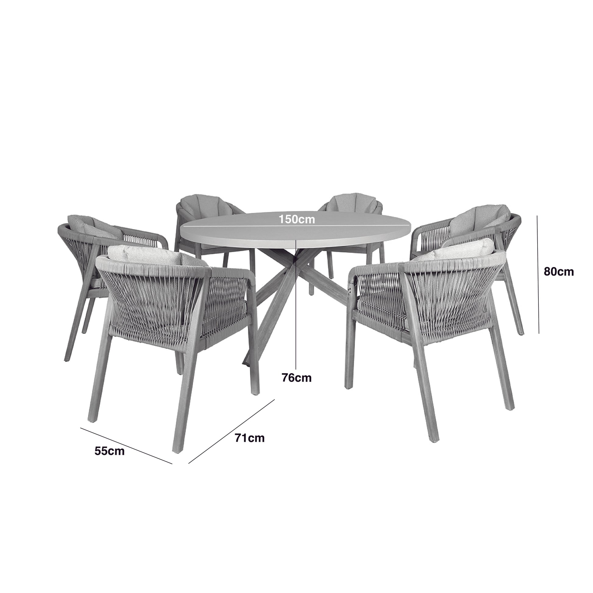 Maze - Martinique Rope Weave 6 Seat Round Dining Set - Blythe Living