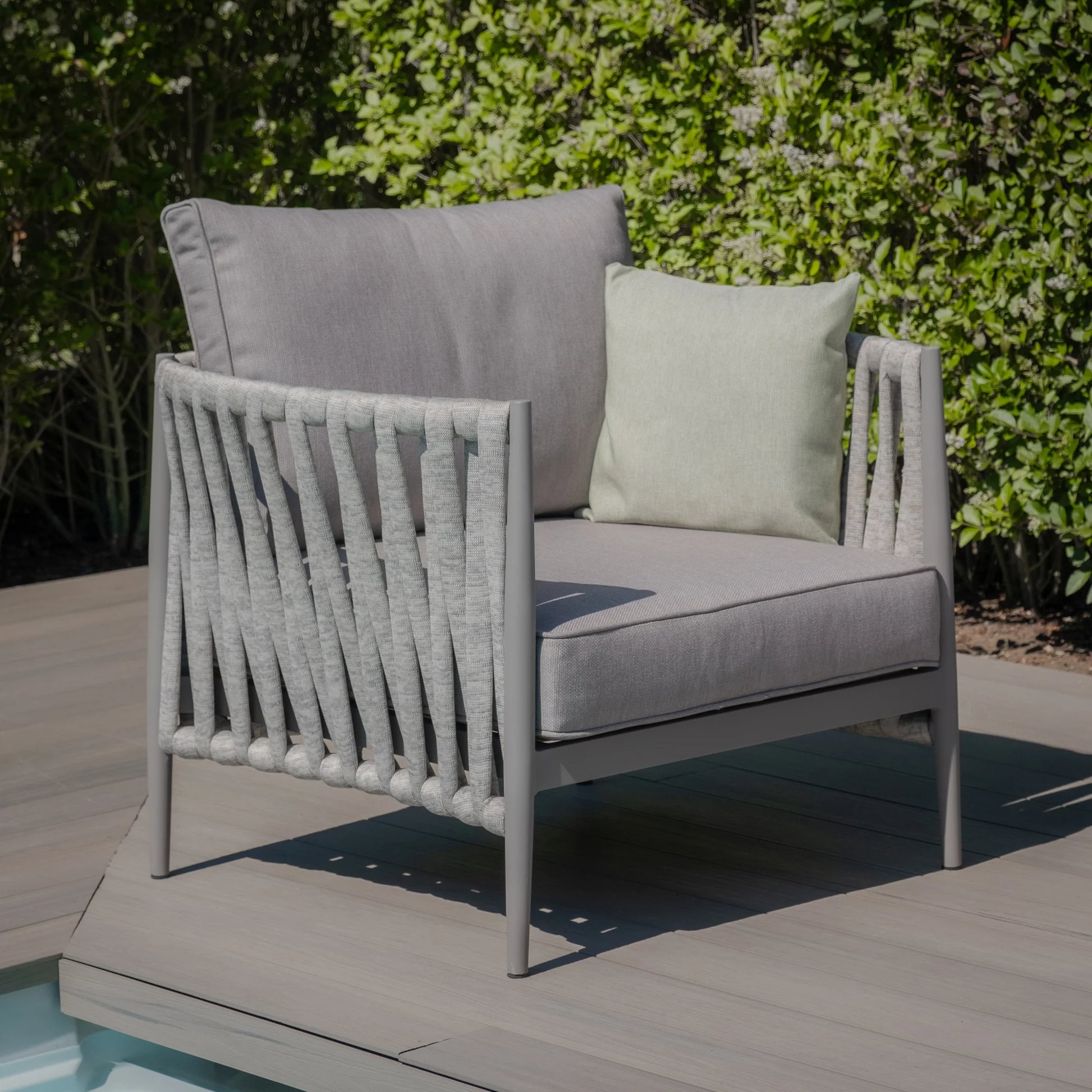 Maze - Milan Rope Weave 2 Seat Sofa Set with Rectangular Coffee Table - Cool Linen - Blythe Living