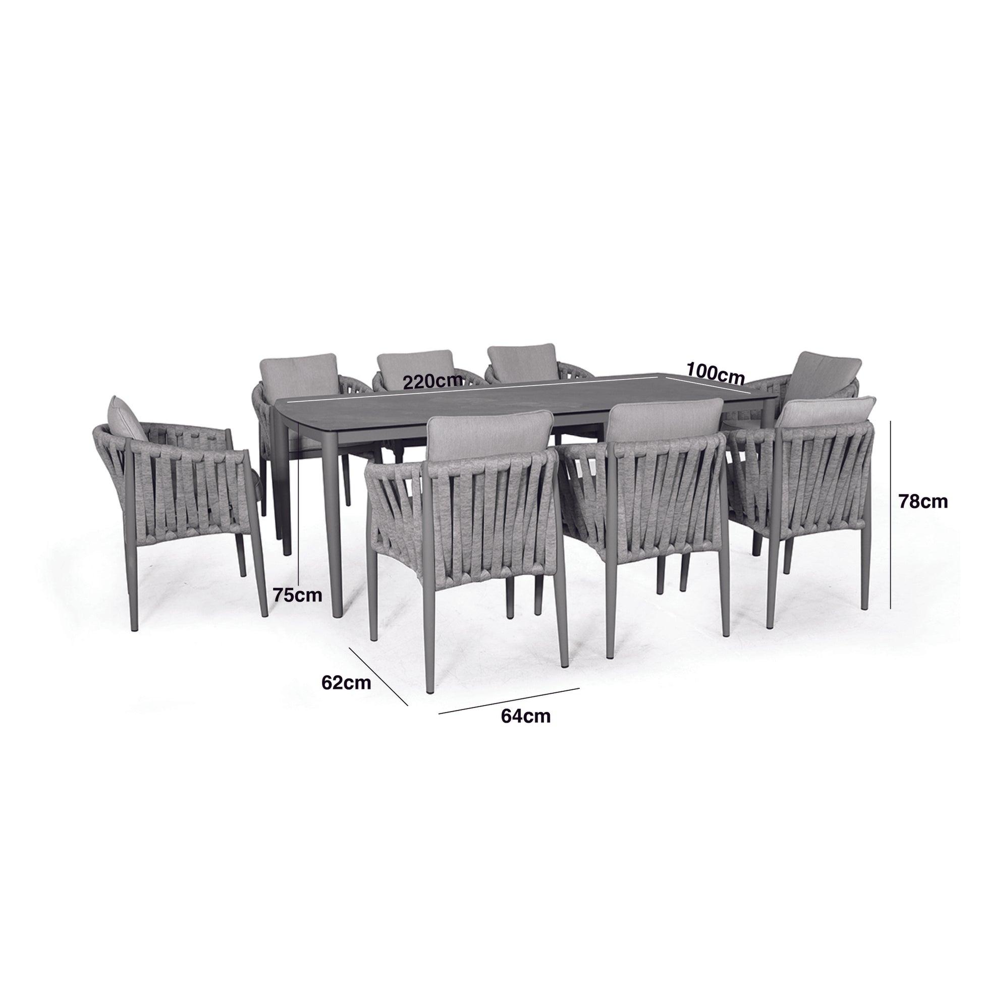 Maze - Milan Rope Weave 8 Seat Rectangular Dining Set - Cool Linen - Blythe Living