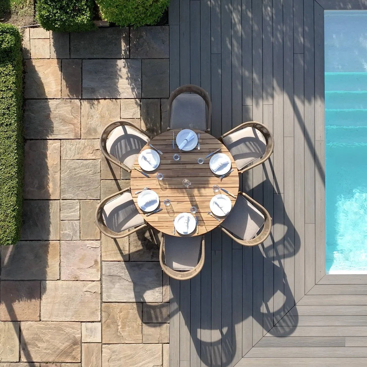Maze - Porto Rope Weave 6 Seat Round Dining Set - Blythe Living