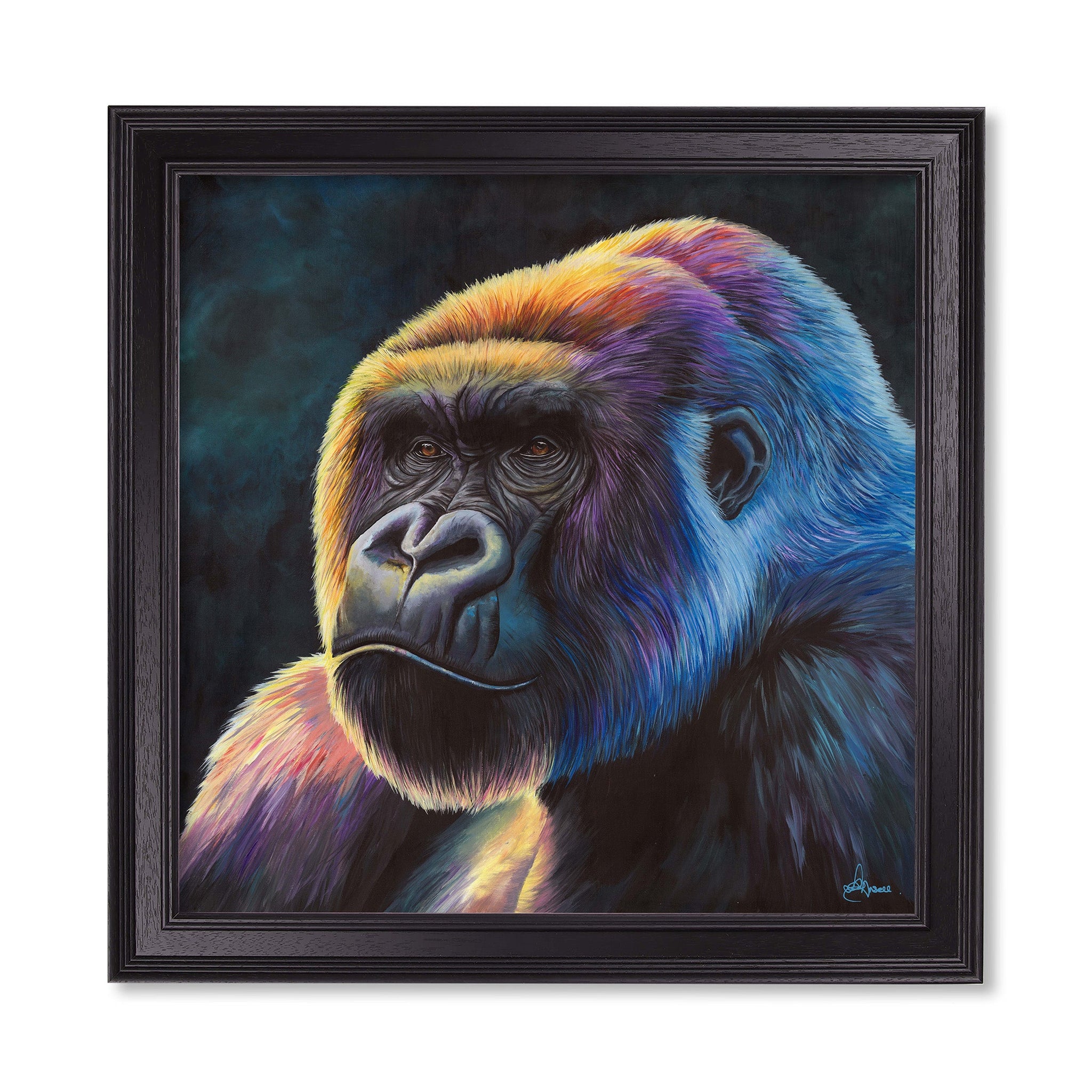 Gorilla Print 'Power' by Amy Ansell - Black Square Frame - Blythe Living