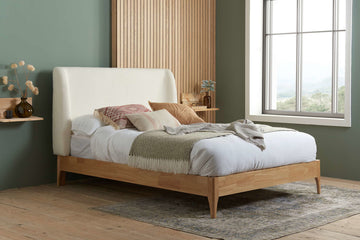 Halfden Fabric Bed White